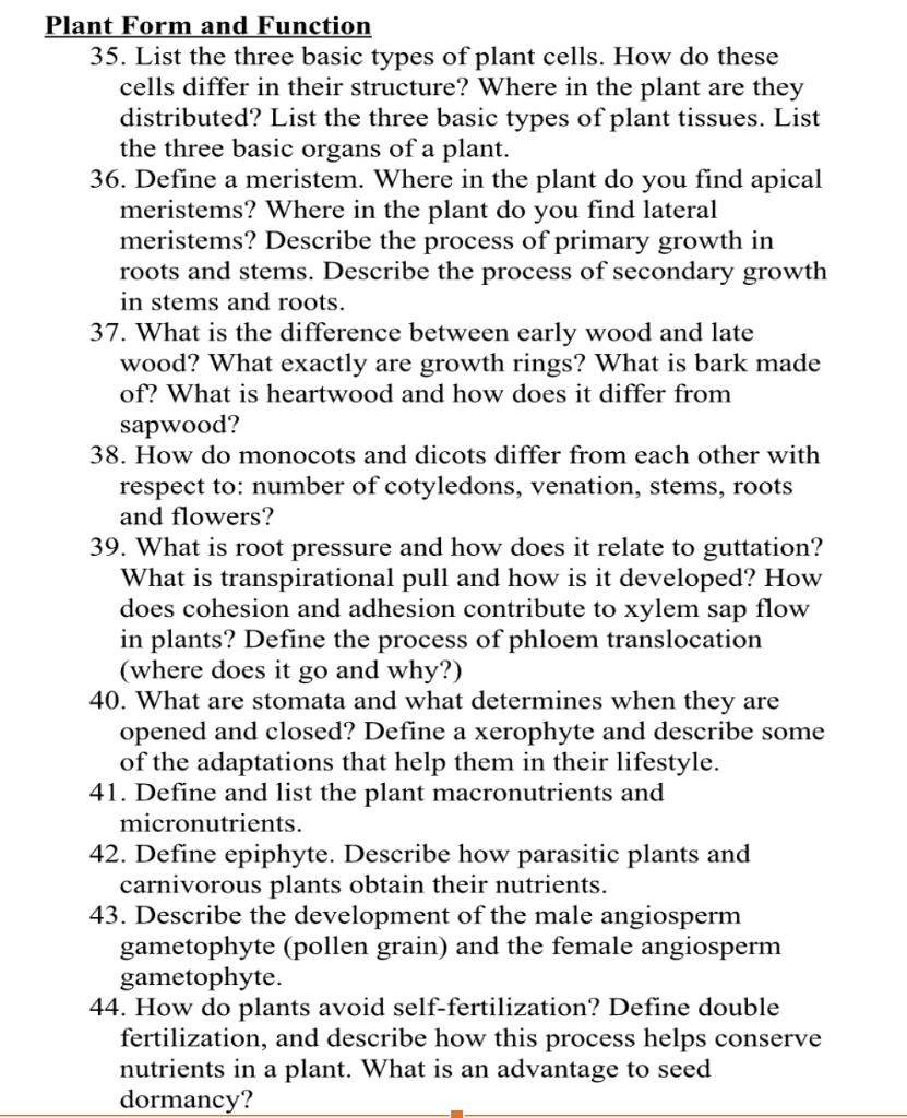 SOLVEDPlant Formand Eunction 35. List the three basic types of plant