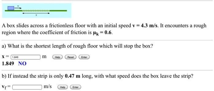 a box slides across frictionless floor with an initial speed v 43 mls ...
