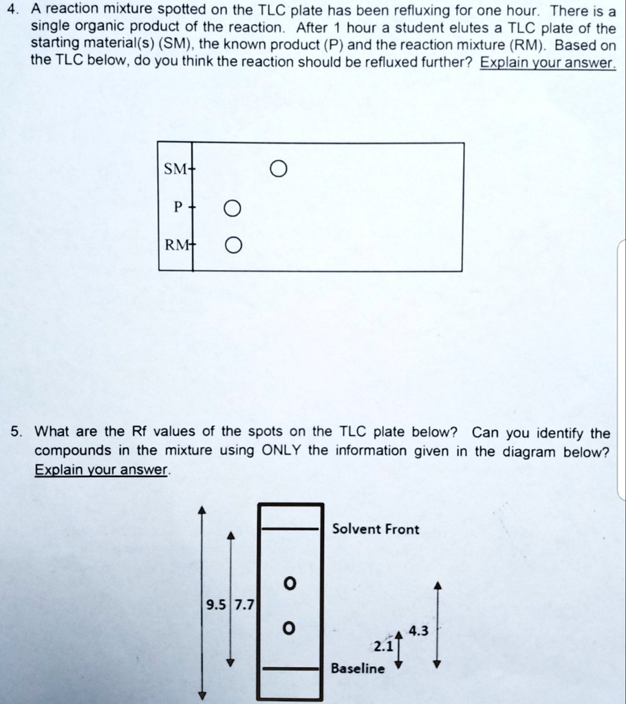 A reaction mixture spotted on the TLC plate has been refluxing for one ...