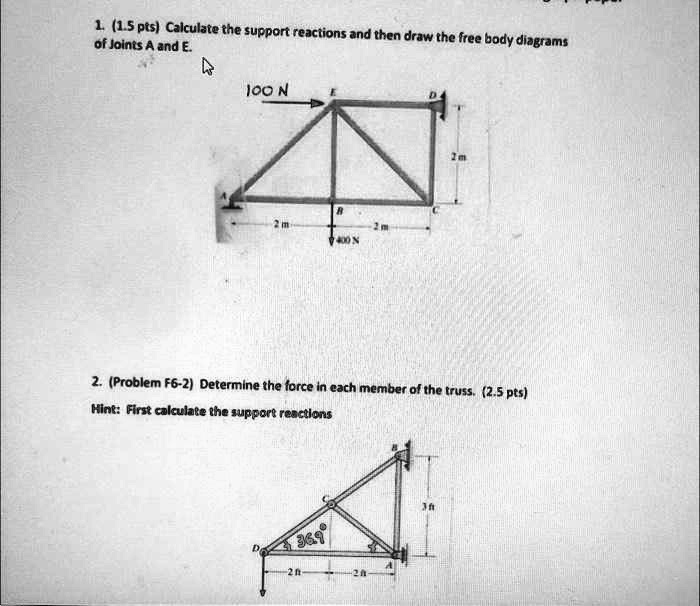 1. (1.5 pts) Calculate the support reactions and then draw...