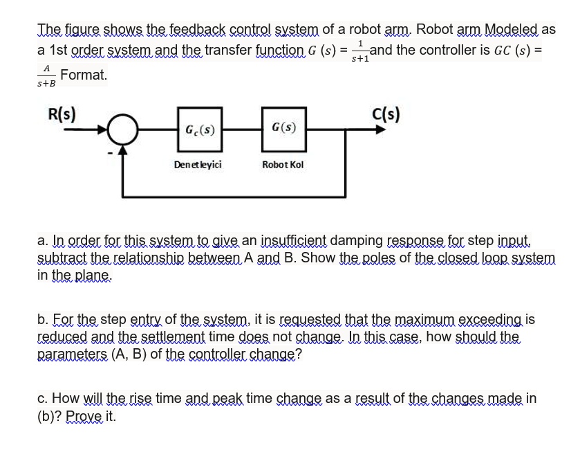SOLVED: The figure shows the feedback control system of a robot arm ...
