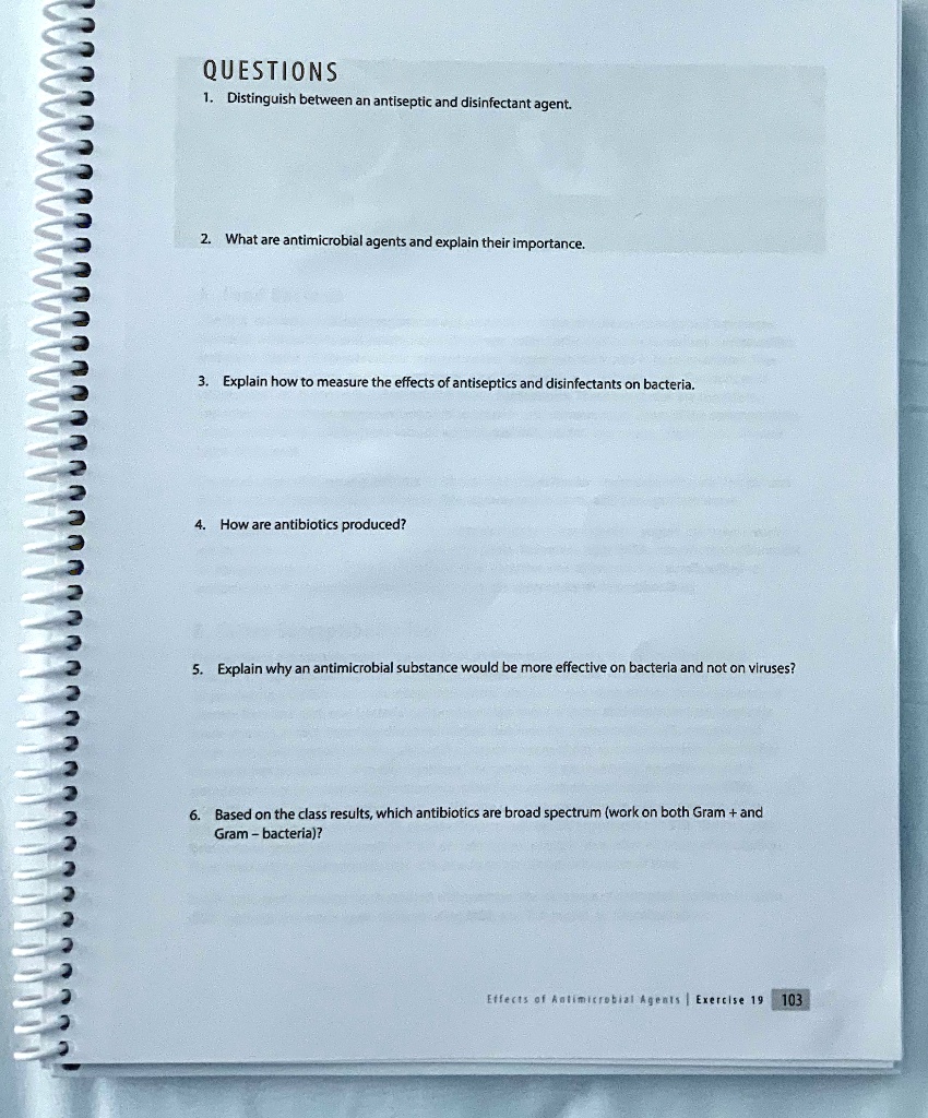 SOLVED 1 QUuESTions Distinguish between an antiseptic and disinfectant