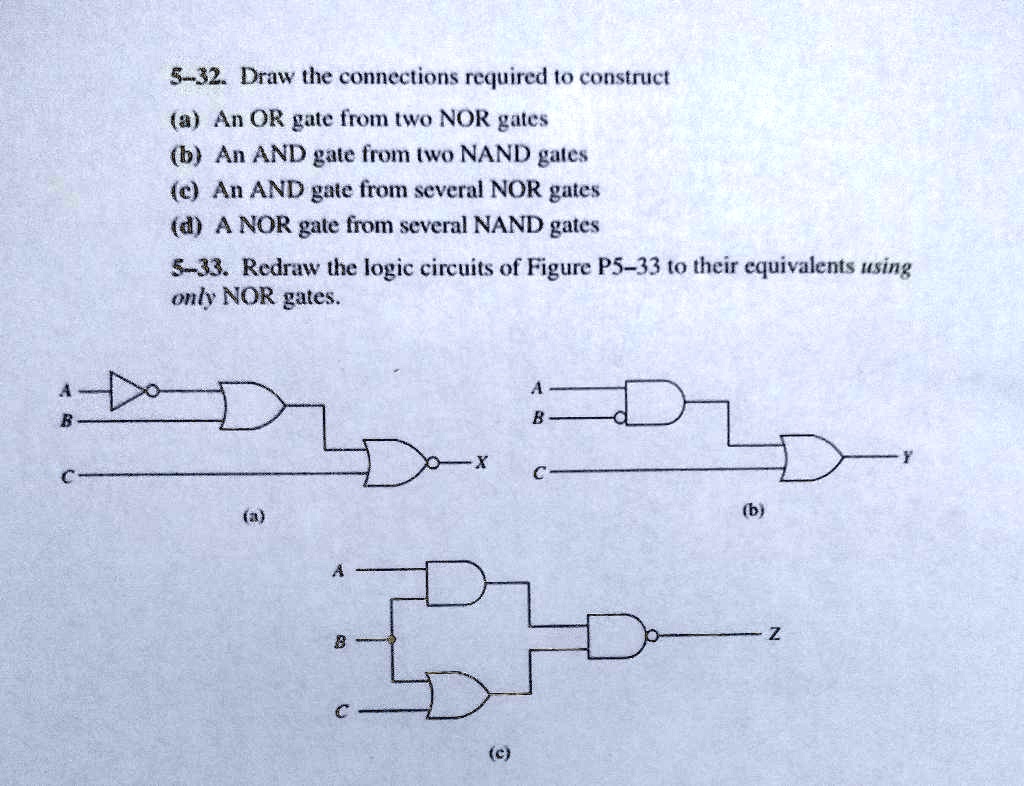 5-32. Draw the connections required to construct (a) An OR...