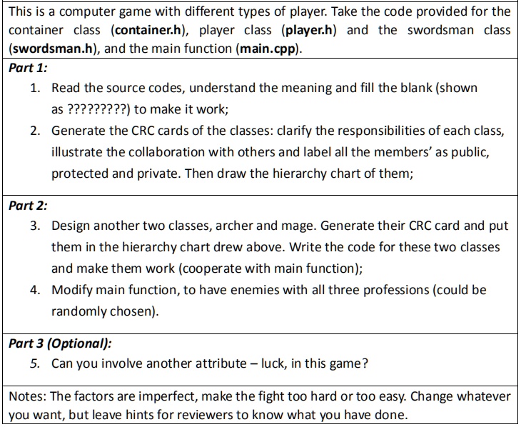 This is a computer game with different types of player. Take the code ...