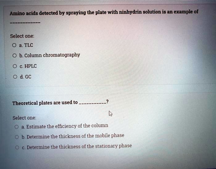 SOLVED Amino acids detected by spraying the plate with ninhydrin