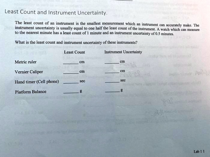 SOLVEDLeast Count and Instrument Uncertainty The least count of an