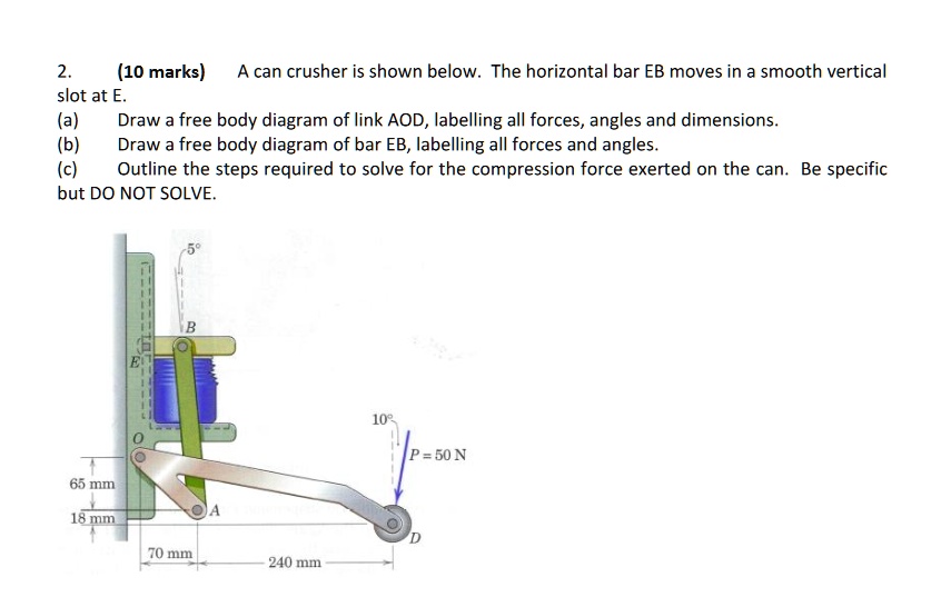 SOLVED (10 marks) can crusher is shown below. The horizontal bar EB