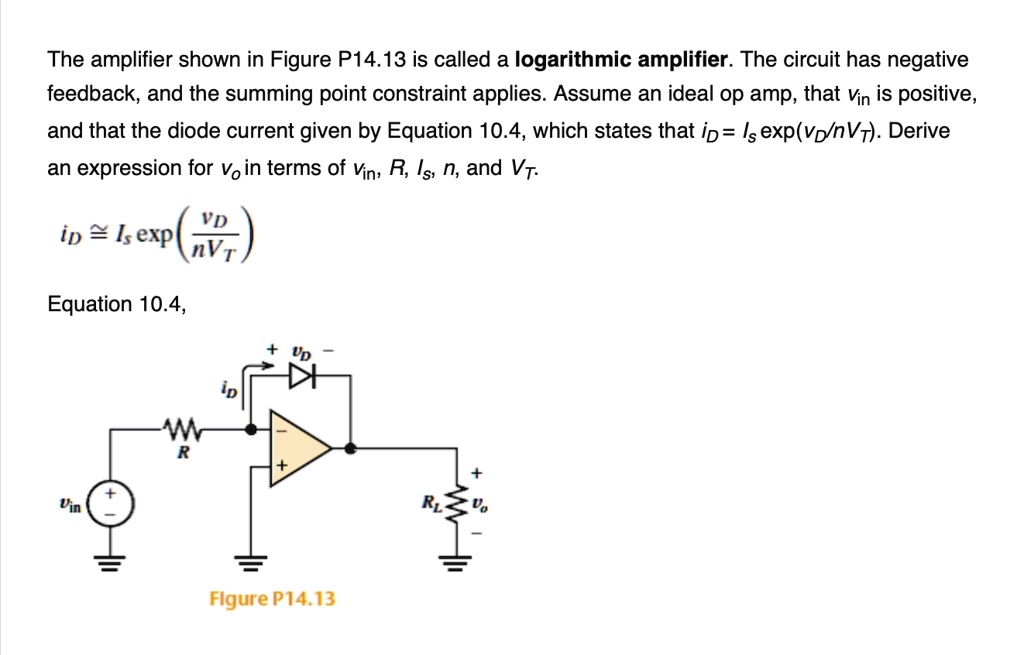 SOLVED The amplifier shown in Figure P14.13 is called a logarithmic