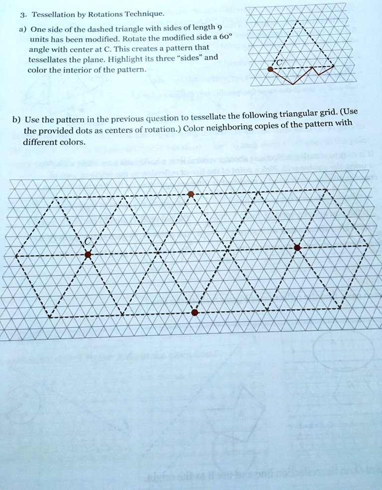 3. Tessellation by Rotations Technique. a) One side of the dashed ...