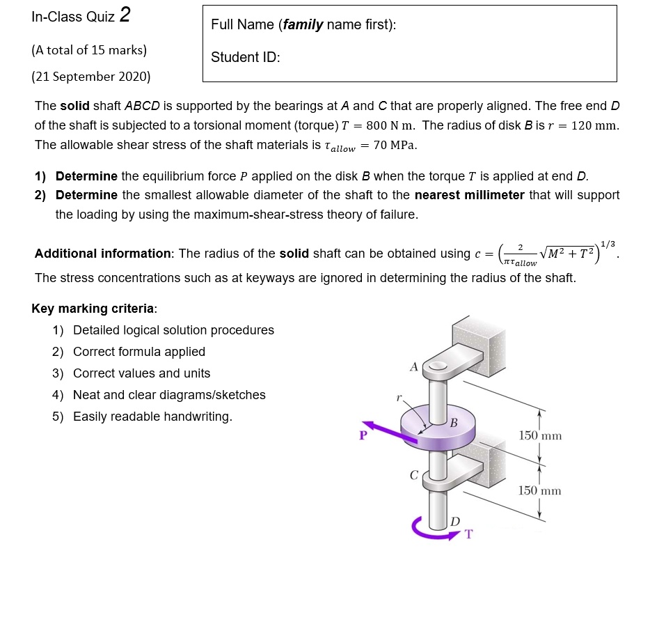 SOLVED: The Solid Shaft ABCD Is Supported By The Bearings At A And C ...