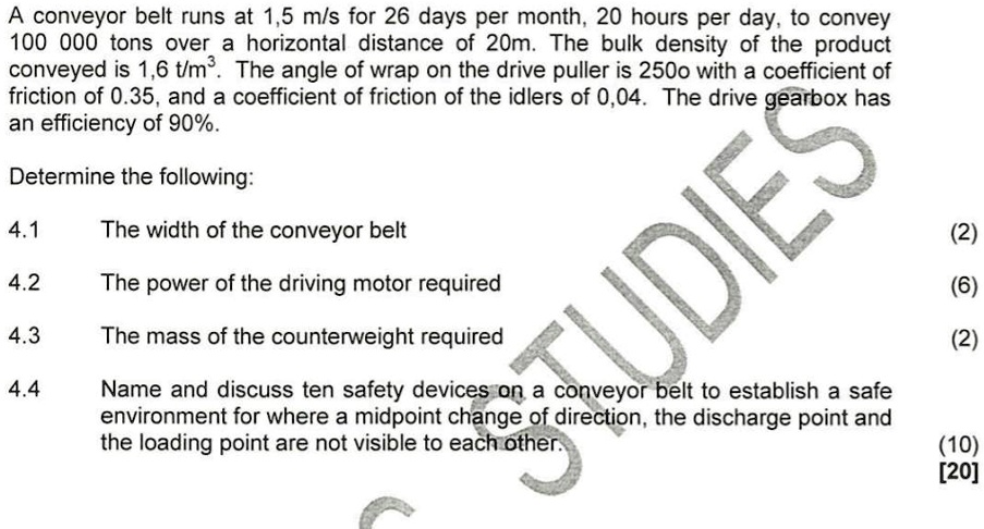 VIDEO solution: A conveyor belt runs at 1.5 m/s for 26 days per month ...