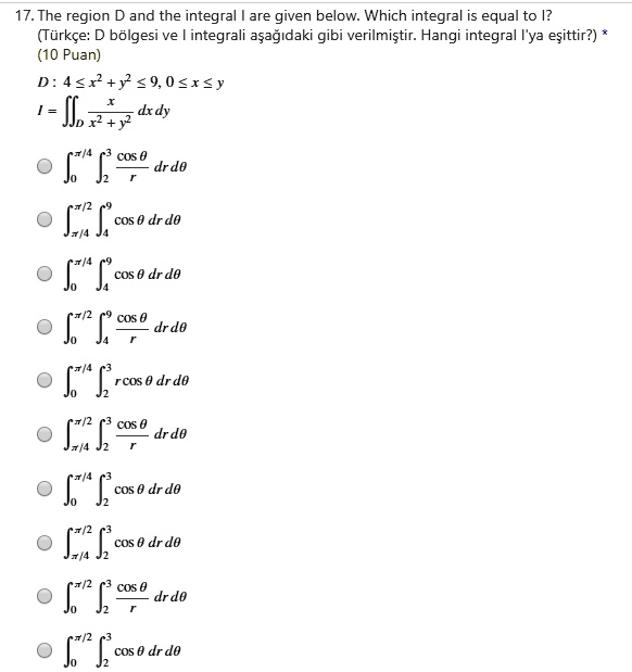 17. The region D and the integral are given below: Wh… - SolvedLib