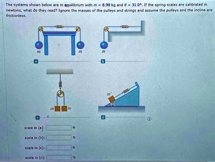 SOLVED Texts The systems shown below are in equilibrium with m = 8.90