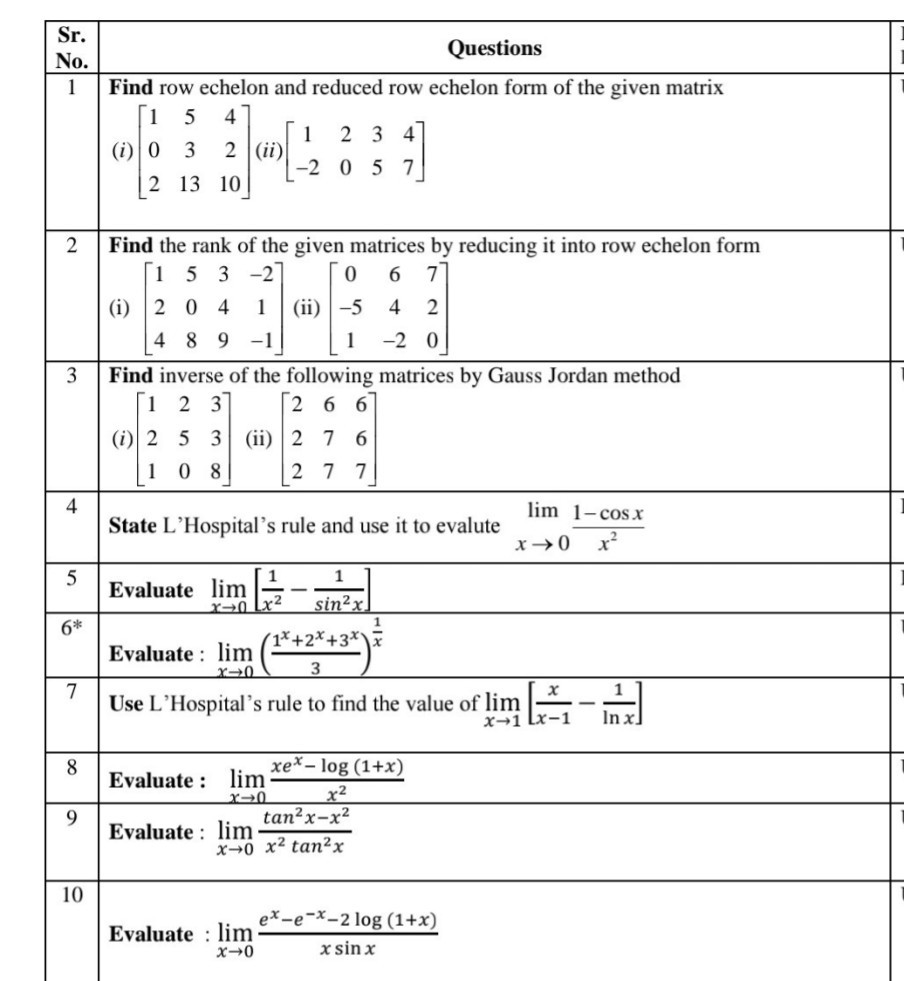 SOLVED Sr. No. Questions 1 Find row echelon and reduced row