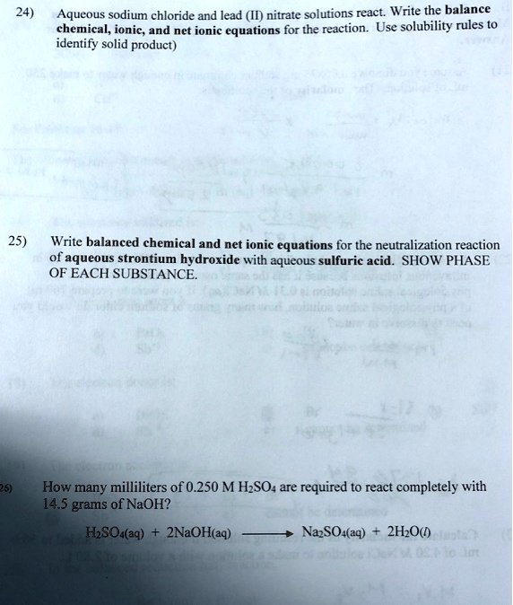 SOLVED 24) Aqueous sodium chloride and lead (II) nitrate solutions