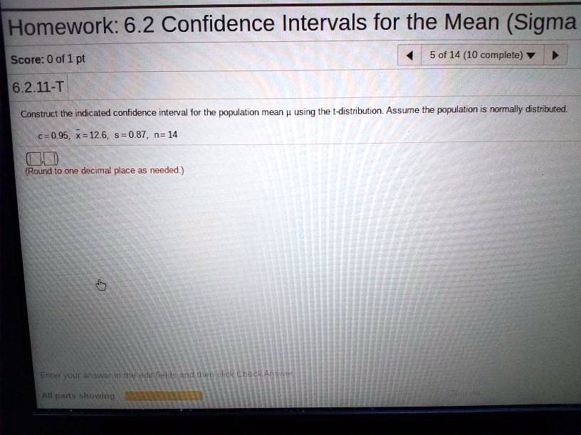 homework 62 confidence intervals for the mean sigma score 0 ol 1 5 of ...