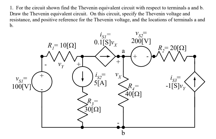 1 For The Circuit Shown Find The Thevenin Equivalent Circuit With