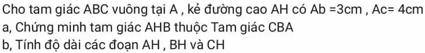 Solved Cho Tam GiÃ¡c Abc VuÃ´ng Táº¡i A Ká Ä‘Æ°á Ng Cao Ah CÃ³ Ab