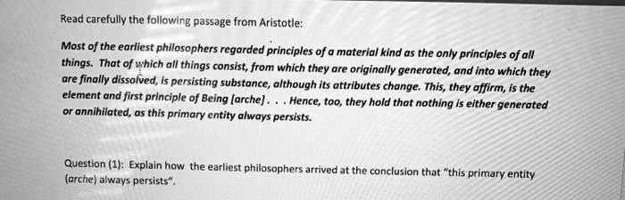 SOLVED Read carefully the following passage from Aristotle Most