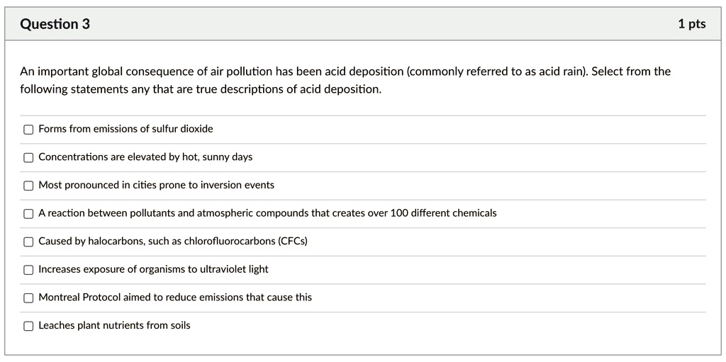 SOLVED: Question 3 1 pt An important global consequence of air ...