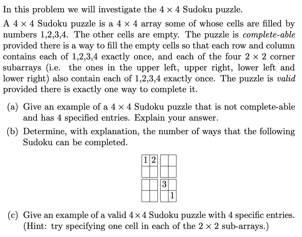 4x4 Sudoku Puzzle