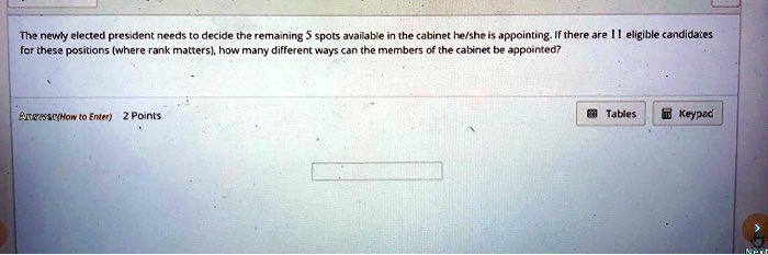 The newly elected president needs to decide the remaining 5 spots available in the cabinet he/she is appointing. If there are 11 eligible candidates for these positions (where rank matters), how many different ways can the members of the cabinet be appointed?