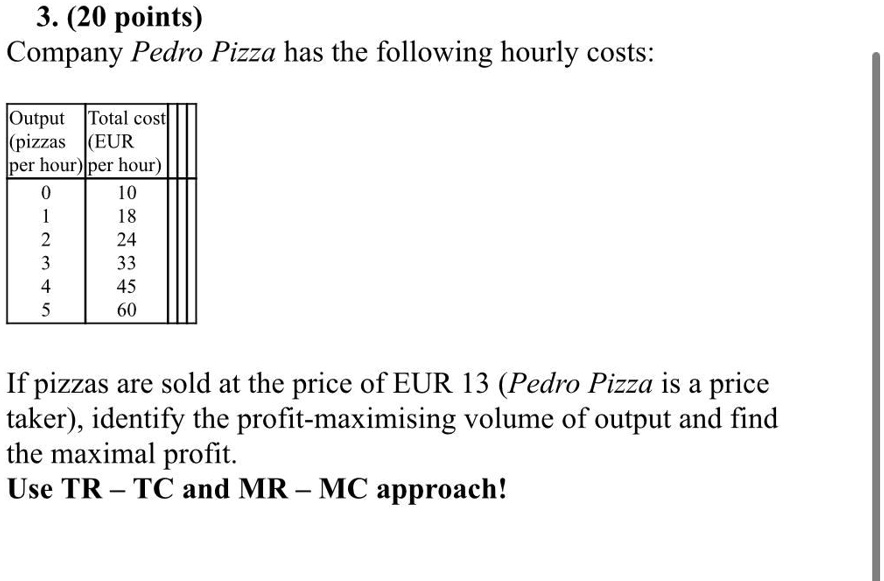 SOLVED Company Pedro Pizza has the following hourly costs Output