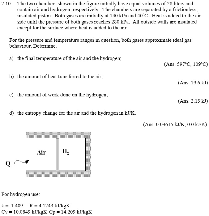 SOLVED 7.10 The two chambers shown in the figure initially have