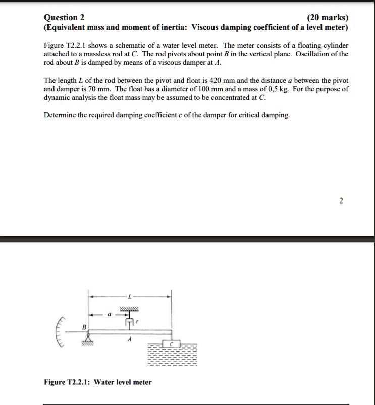 SOLVED Question 2 (20 marks) (Equivalent mass and moment of inertia