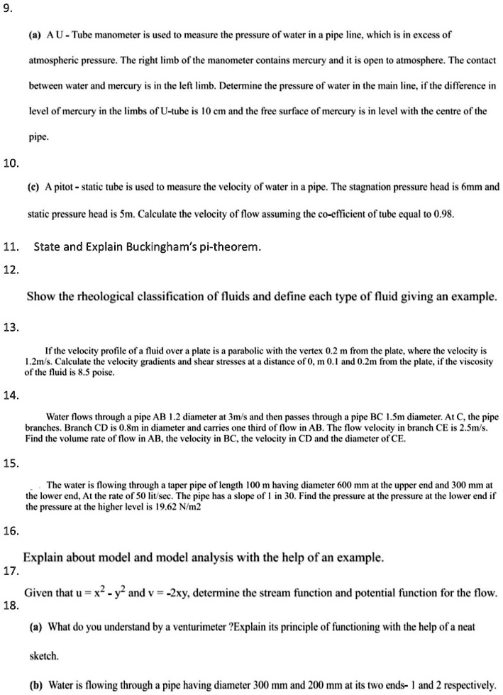 [GET ANSWER] a a u tube manometer is used to measure the pressure of ...