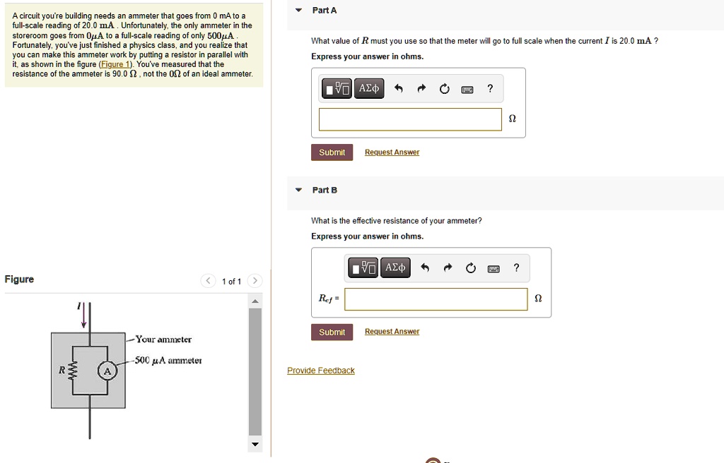 SOLVED A circuit you're building needs an ammeter that goes from 0 mA to a fullscale reading