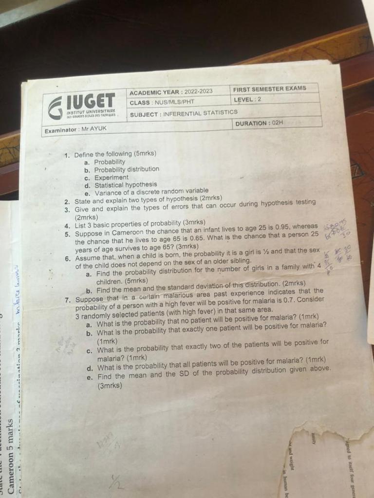SOLVED: ACADEMIC YEAR : 2022-2023 FIRST SEMESTER EXAMS 1 CLASS : NUS ...
