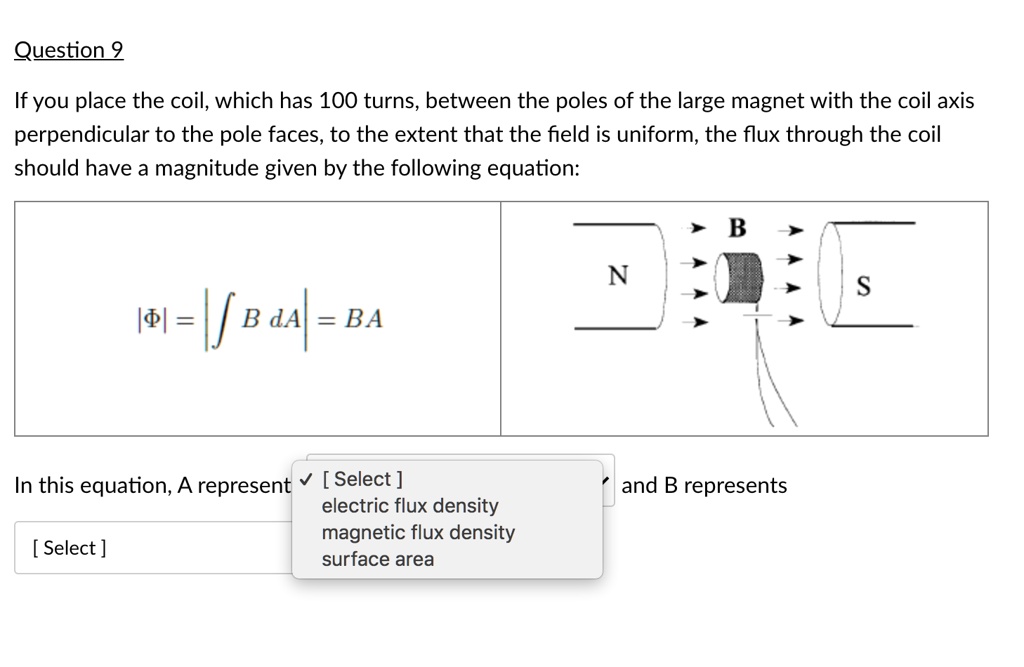 SOLVED Question 2 If you place the coil, which has 100 turns, between