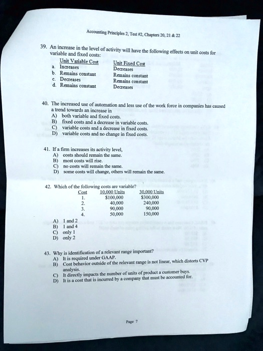 SOLVED Accounting Principles 2,Test 2,Chapters 20,21 22 39. An