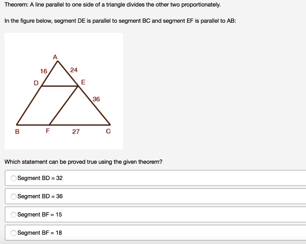 Theorem Line Parallel To One Side Of A Triangle Divides The Other Two Proportionately In The 9261