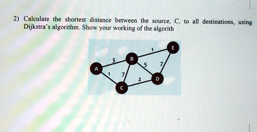 SOLVED: Calculate the shortest distance between the source, C, to all ...