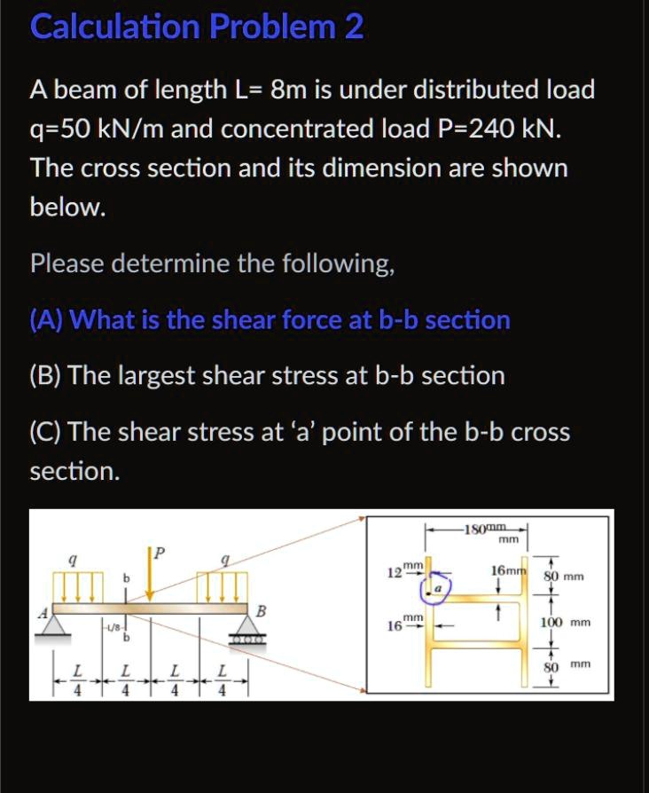 SOLVED: Calculation Problem 2 A Beam Of Length L=8m Is Under ...