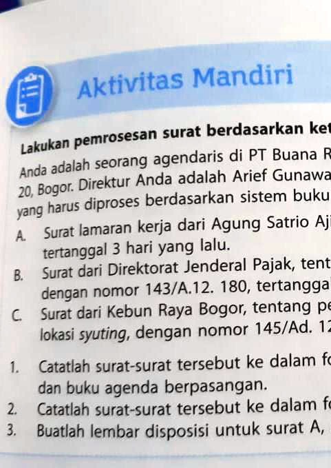 SOLVED: Bagaimana Cara Buat Nya? Aktivitas Mandiri Pemrosesan Surat ...