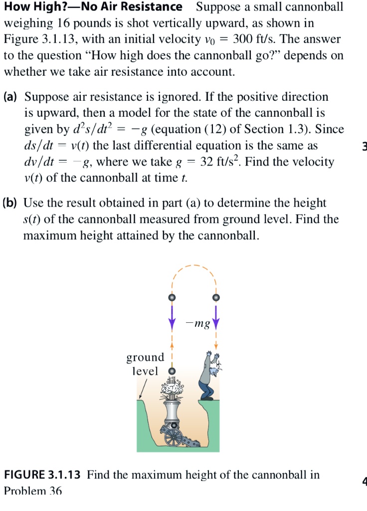 SOLVED: How High? No Air Resistance Suppose A Small Cannonball Weighing ...