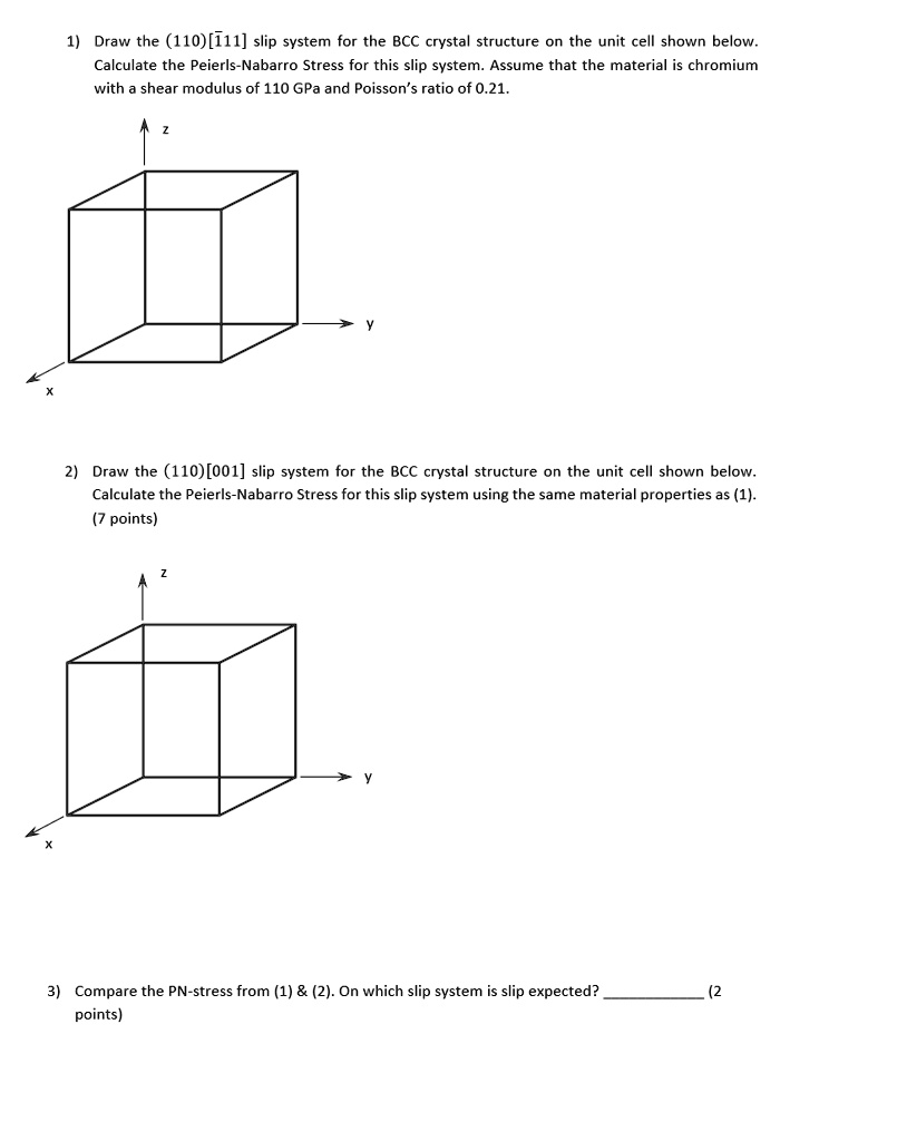 SOLVED: Draw the 110[111] slip system for the BCC crystal structure on ...