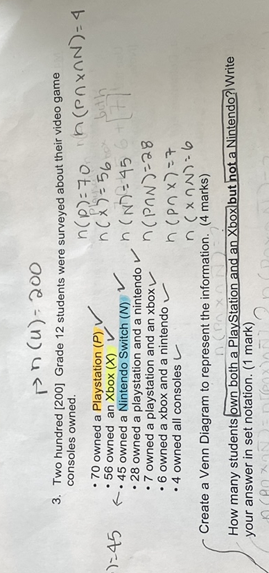 SOLVED: r n(u)=200 3. Two hundred [200] Grade 12 students were surveyed ...