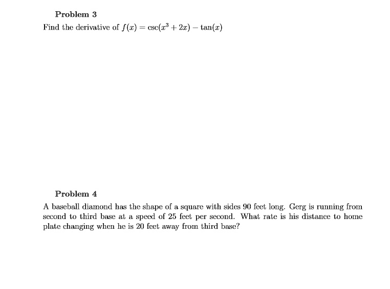 SOLVED Problem 3 Find the derivative of f (c) csc(r'_ +2c) tan(I