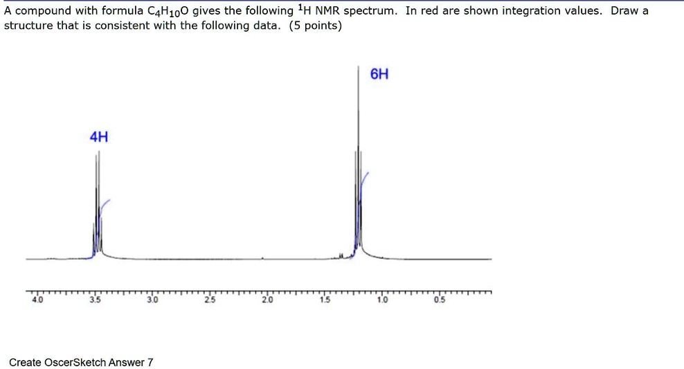 SOLVED: A compound with formula C4H10O gives the following 1H NMR ...