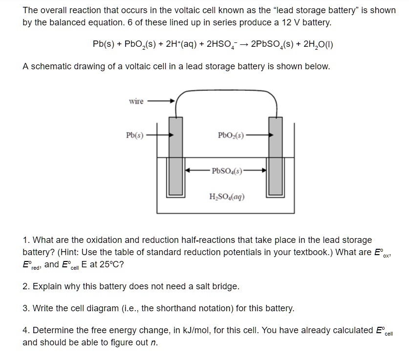 SOLVEDThe overall reaction that occurs in the voltaic cell known as