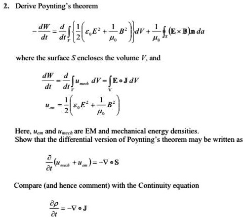 SOLVED: Derive Poynting theorem 