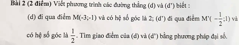 Solved BÃ I 2 2 Ä‘iáƒm Viáº¿t PhÆ°Æ¡ng TrÃ¬nh CÃ¡c Ä‘Æ°á Ng