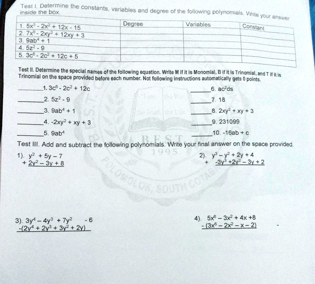 SOLVED: Please help, I need it now. Test / Determine the constants ...