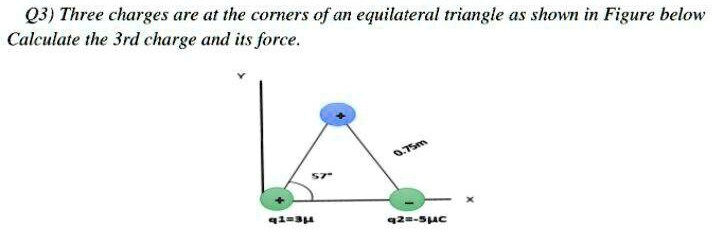 SOLVED:Q3) Three charges are at the corners of an equilateral triangle ...