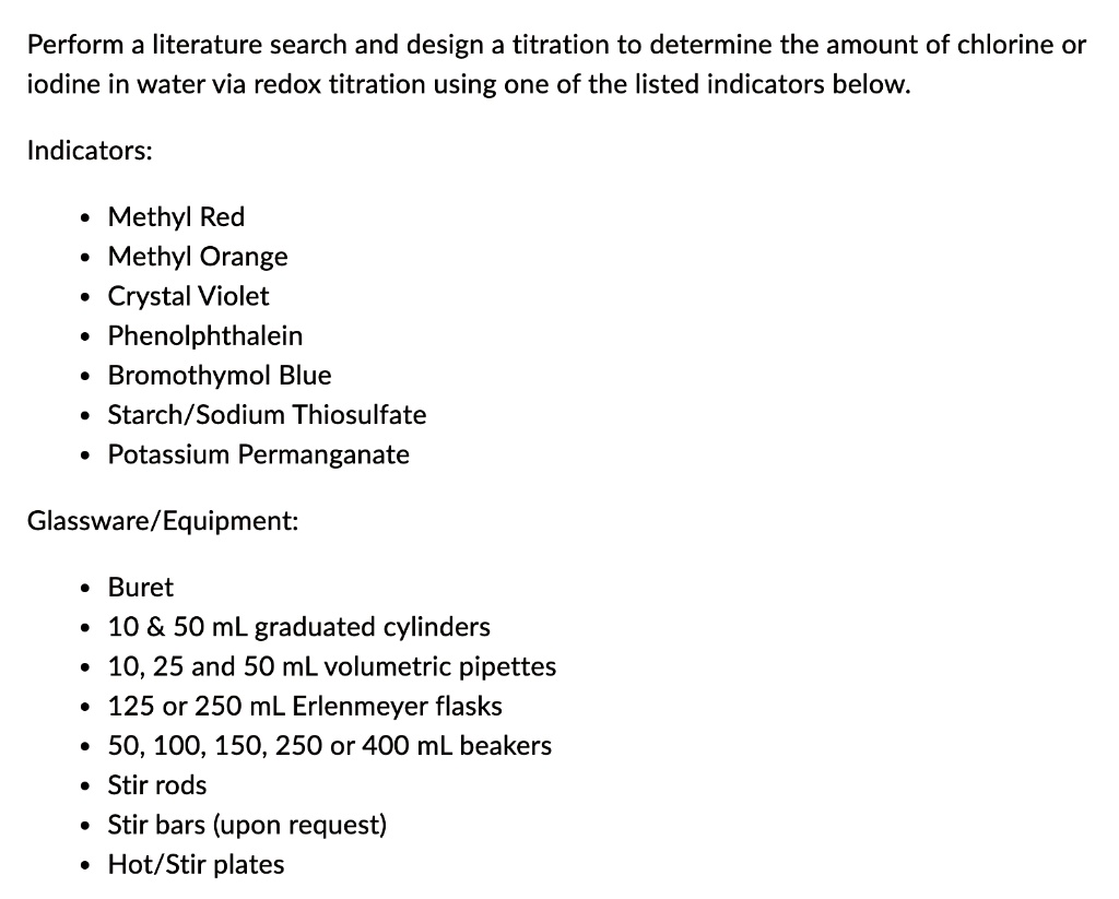 SOLVEDPerform a literature search and design a titration to determine