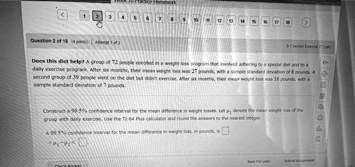 Solved Question Ot 18 Poute Aleinc Wende Ericer Does This Diet Help Dl 72 People Enrolled Tigr Osc Pdurmtnaz Involvt Adtening Seoui Mto Dally Exercise Program 4 Ter Six Months Iheir Mean